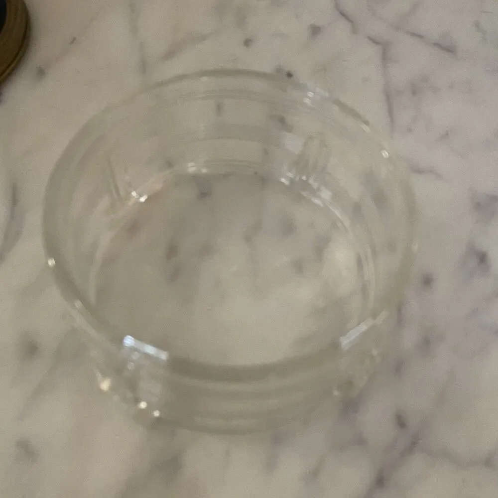 Vintage Art Deco Glass Bottomed Dresser Jar Box Trinket Pink Rose Black Lid
